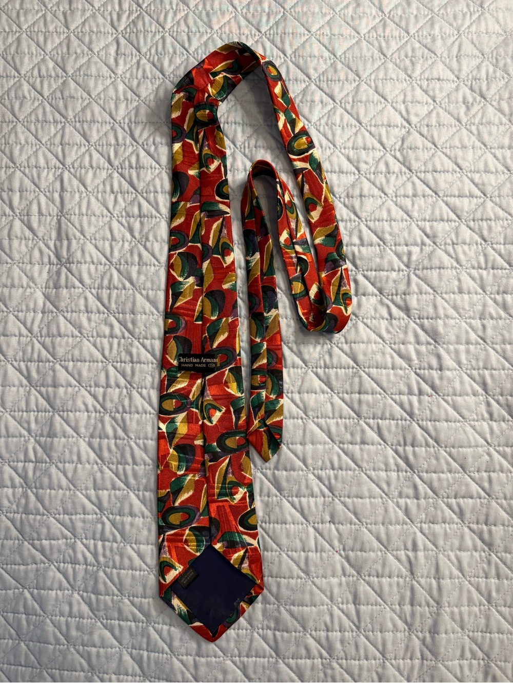 Christina Red Geometric Print Silk Tie